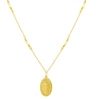 Mini Miraculous with Pearls on 14K Yellow Gold Necklace