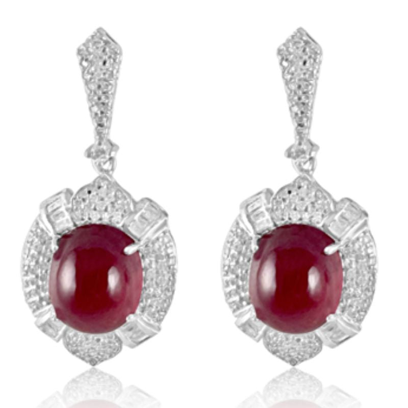 Ruby Cabuchon Diamond Earrings Adriana Fine Jewelry