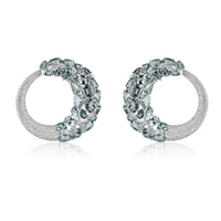Aquamarine Cut & Diamond Moon Earrings