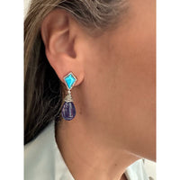 Sleeping Beauty Turquoise & Tanzanite Earrings