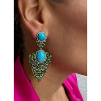 Sleeping Beauty Turquoise & Tsavorite Vine Earrings