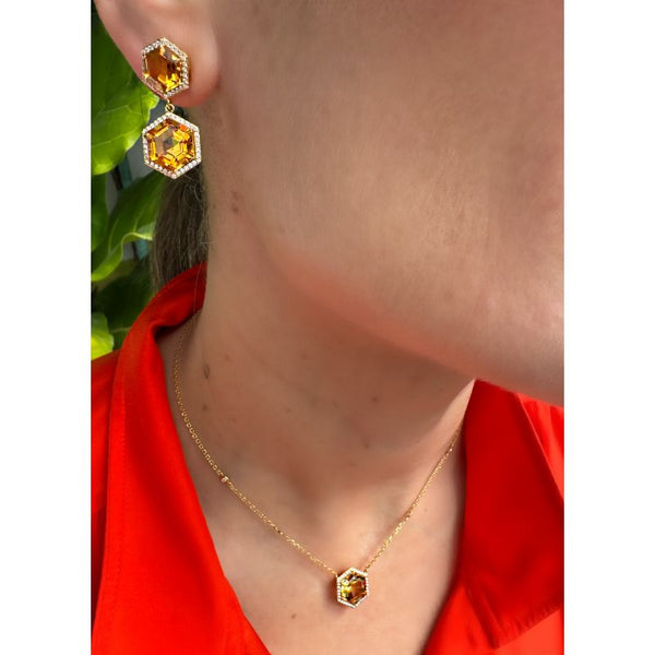 18K Yellow Gold Citrine Modern Earrings