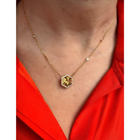 Citrine Pendant with Diamond on 18K Yellow Gold Necklace