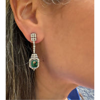 Emerald & Diamond Vintage Style Earrings