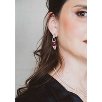 Ruby Cabochon with Diamond Earrings