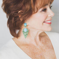 Sleeping Beauty Turquoise & Tsavorite Vine Earrings