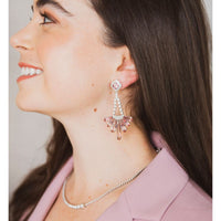 Pink Tourmaline & Diamond Chandelier Earrings