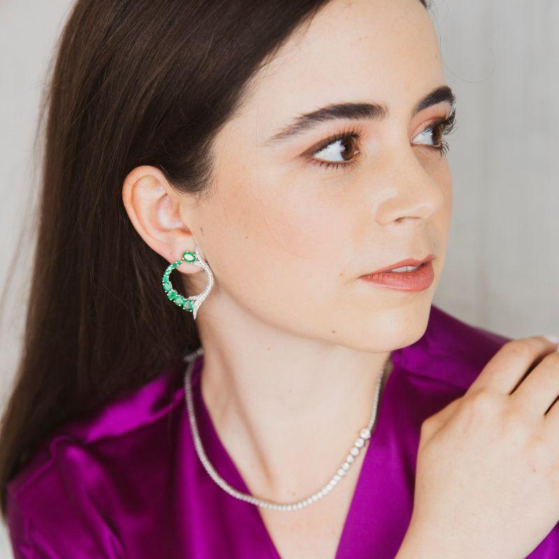 Pendientes de esmeralda y diamantes