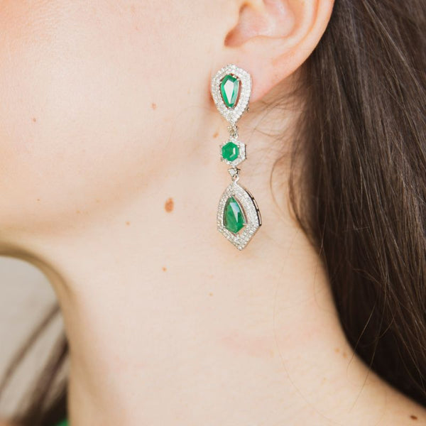 Emerald & Diamond Vintage Earrings