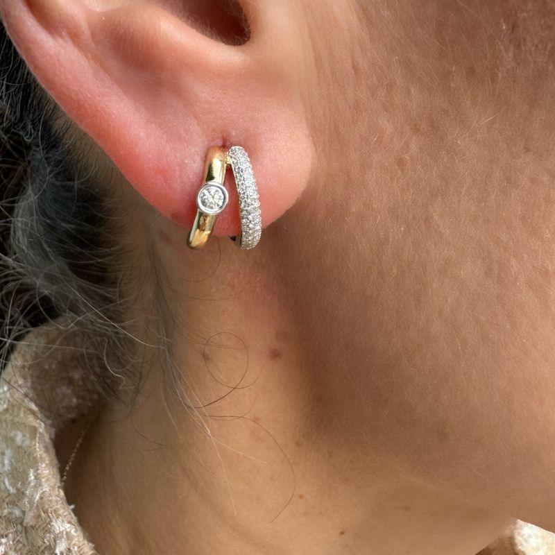 Aretes de oro amarillo 14K con diamantes 