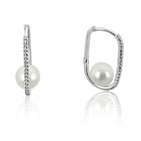 14K White Gold & Pearls Hoop Earrings - Adriana Fine Jewelry