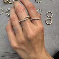 14K Yellow Gold & Diamond Wavy Rings