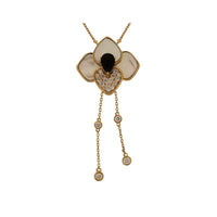 Set Lotus Mother of Pearl, Smokey Topaz Necklace & Earring
