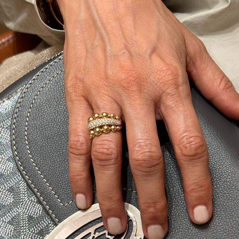 14K Yellow Gold Double Ball Diamond Center Band Ring – Adriana