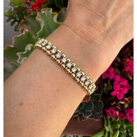 Pulsera con doble beads de oro amarillo y diamantes