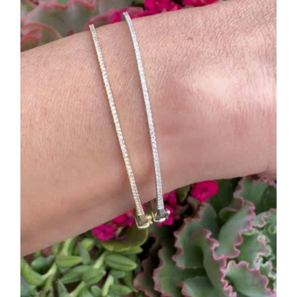 14K Yellow Gold & Diamond Single Bangle Bracelets