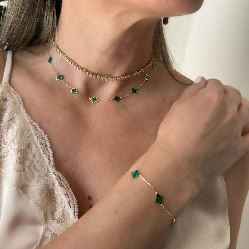 Malachite Clover Necklace - Adriana Fine Jewelry