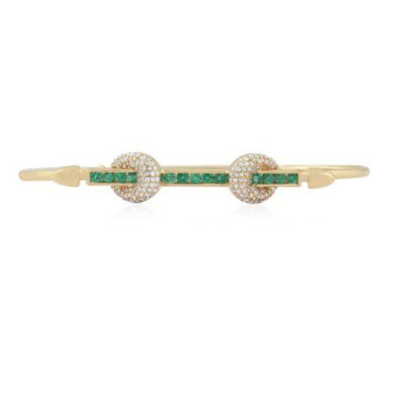 Emerald Arrow with Diamond on 14K Yellow Gold Bracelet – Adriana