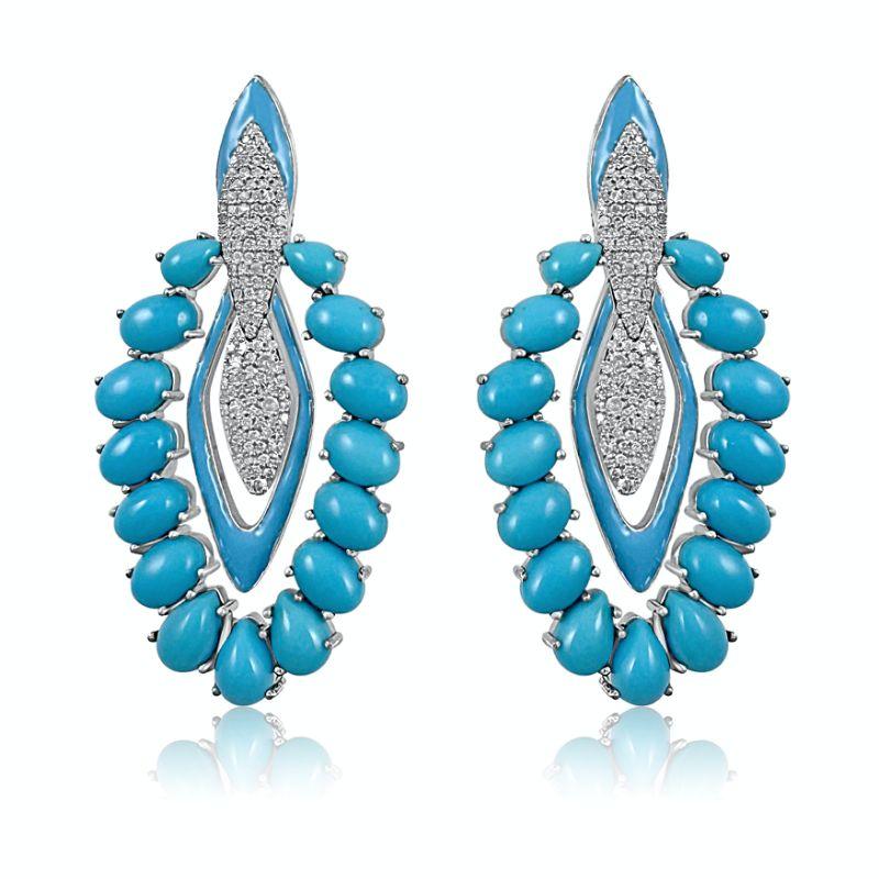 Sleeping Beauty Turquoise with Diamond Earrings