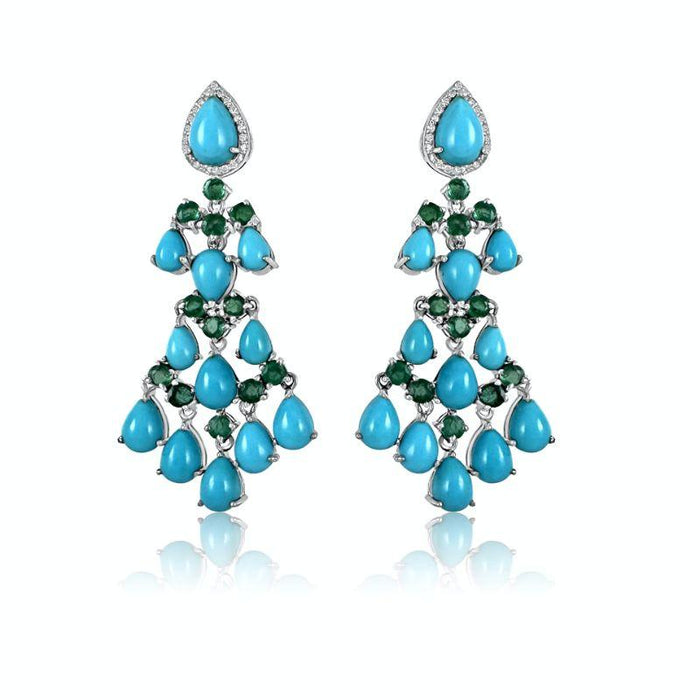 Sleeping Beauty Turquoise with Emerald & Diamond Earrings