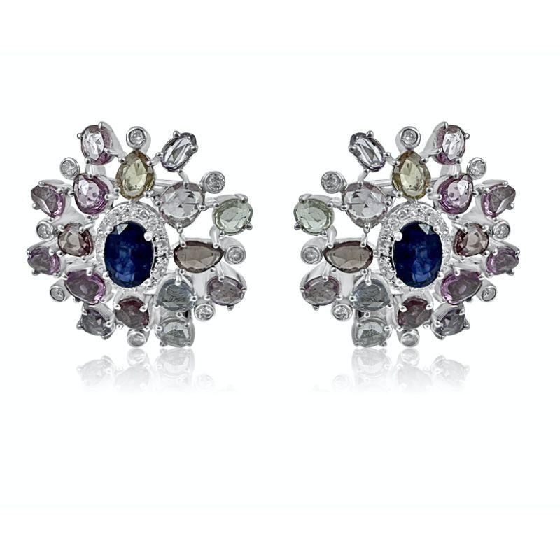 Kyanite & Pink Sapphire Stud Earrings