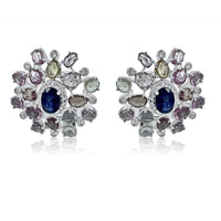 Kyanite & Pink Sapphire Stud Earrings