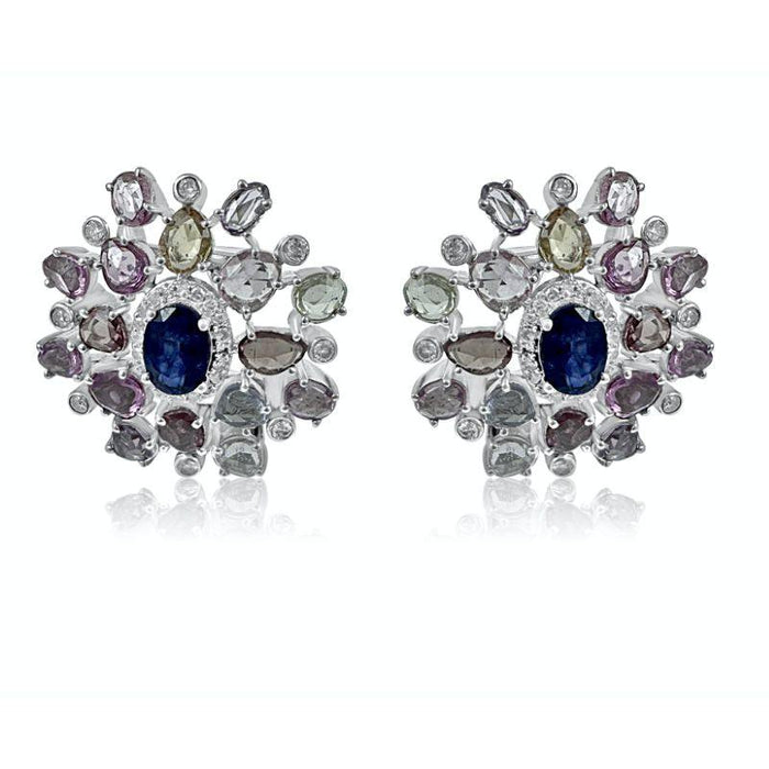 Kyanite & Pink Sapphire Stud Earrings