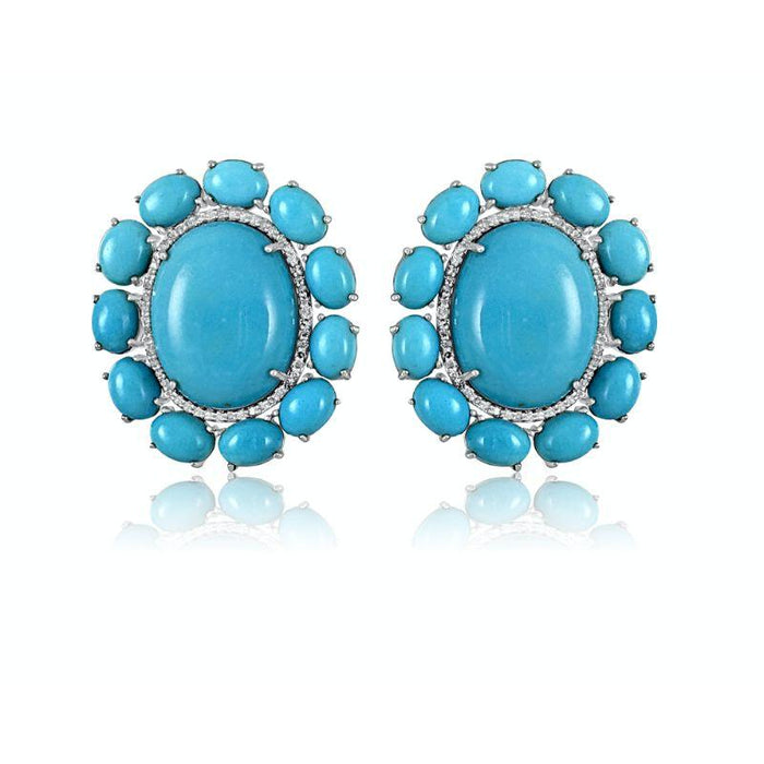 Sleeping Beauty Turquoise Flower Stud Earrings