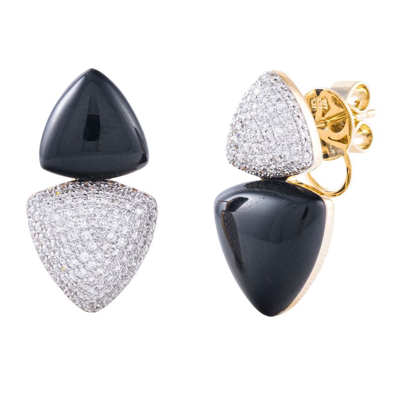 Aretes de oro amarillo con perlas barrocas y diamantes
