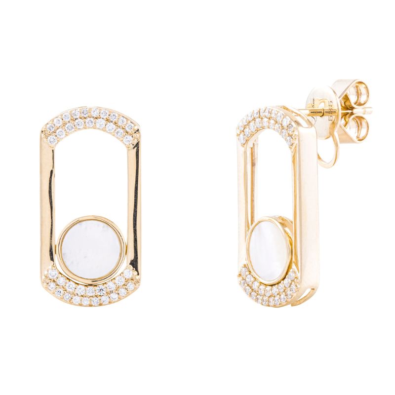 Aretes de oro amarillo con perlas barrocas y diamantes