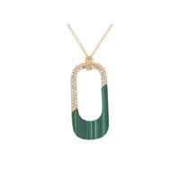 Set Malachite & Diamonds in Yellow Gold Earrings & Necklace