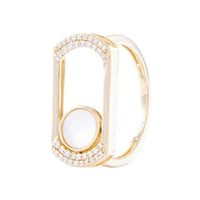 Set Mother of Pearl & Diamonds Earrings & Ring