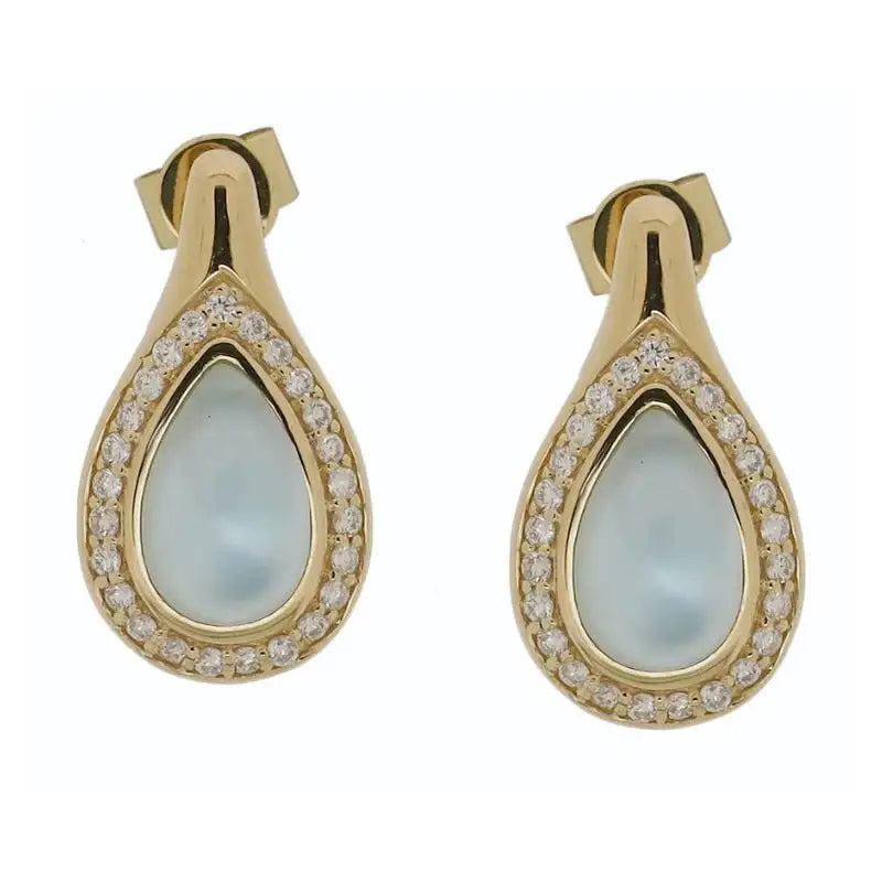 Mother of Pearl Teardrop on 18K Yellow Gold Earrings