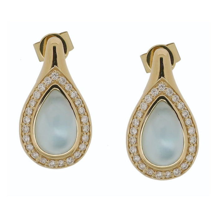 Aretes de oro amarillo con perlas barrocas y diamantes