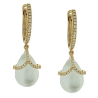 Mother of Pearl Drop on 18K Yellow Gold Earrings