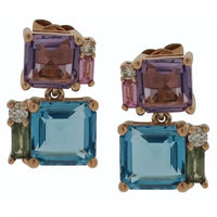 Multicolor Sapphire with Diamond Earrings