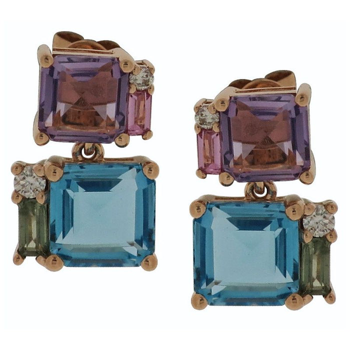 Aretes de oro amarillo con perlas barrocas y diamantes