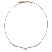 18K White Gold Diamond Leaf Choker Necklace
