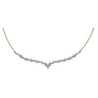 18K White Gold Diamond Leaf Choker Necklace