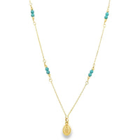Mini Miraculous Pendant on 14K Yellow Gold & Turquoise Necklaces