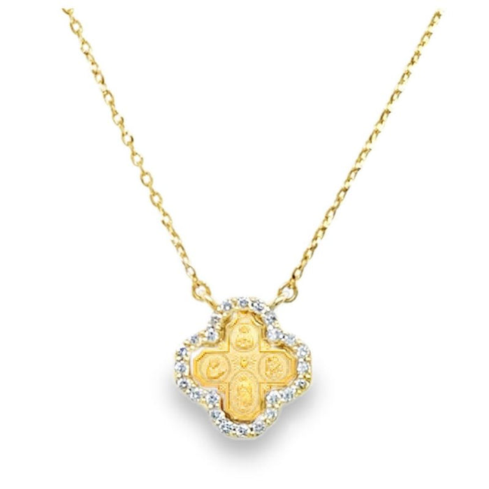 Mini Scapular with Diamond Pendant on 14K Yellow Gold Necklaces