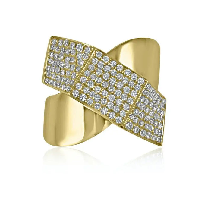 Double Row Diamond on 18K Yellow Gold Rings