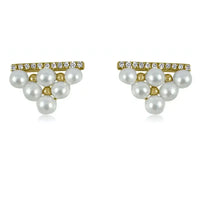Triangle Pearl & Yellow Gold Stud Earrings