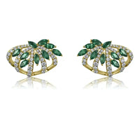 Emerlad & Diamonds Embraced Stud Earrings