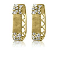Rectangular Hoop Diamond & 14K Yellow Gold Earrings