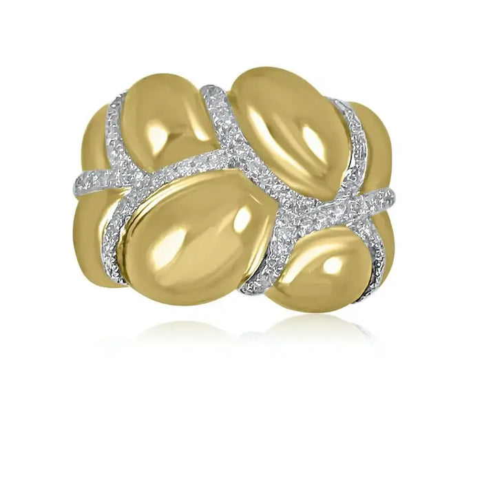 Cascade Braid 14K Yellow Gold & Diamond Rings