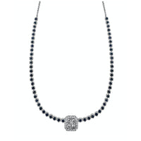Blue Sapphire & Diamond Squared Necklace