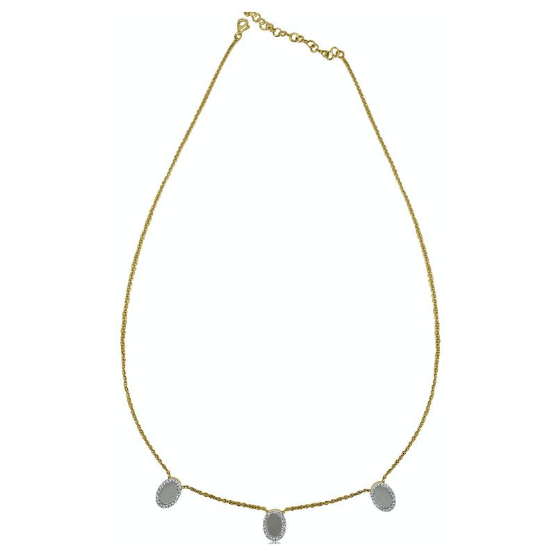 Three Mother of Pearls Ovals on 14K Yellow Gold Necklaces