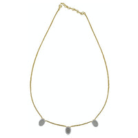 Three Mother of Pearls Ovals on 14K Yellow Gold Necklaces