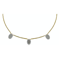 Three Mother of Pearls Ovals on 14K Yellow Gold Necklaces